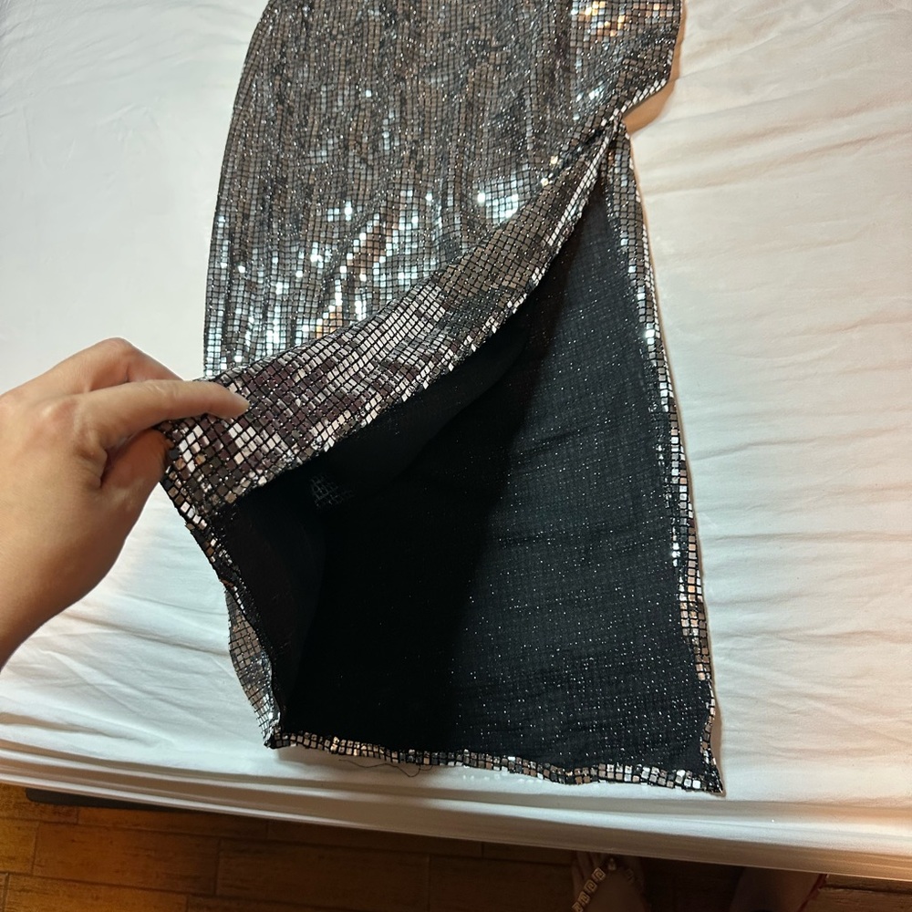 Zara Metallic One Shoulder Dress - Picture 4 of 14